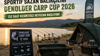 DENOLDER Carp Cup 2026 organizasyonunda göl kenarında kamp kuran sportif sazan balıkçıları