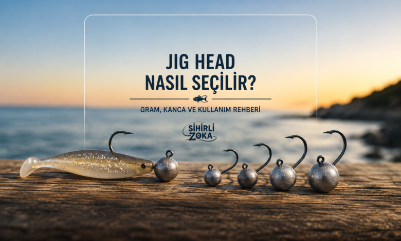 Jig Head nasıl seçilir? Farklı gramlarda jig head modelleri ve silikon yem ile hazırlanan rehber görseli.